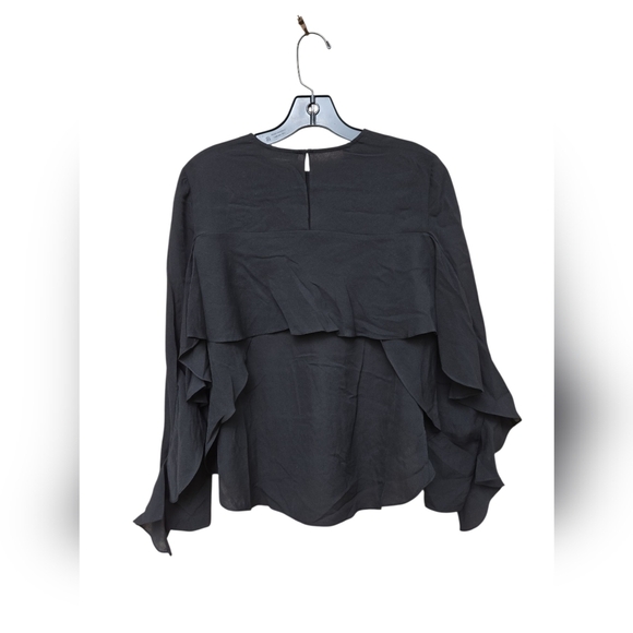 A.L.C. Cooper Silk Black Open Back Long Sleeve Blouse Size 0 - Picture 4 of 6